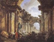 ROBERT, Hubert Imaginary View of the Grande Galerie in the Louvre in Ruins oil painting artist